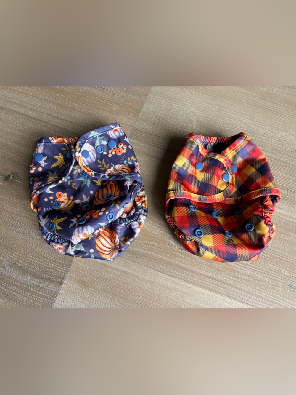 Cloth Diaper Covers - Button Diapers - Fall/Autumn Pumpkin Floral & Plaid